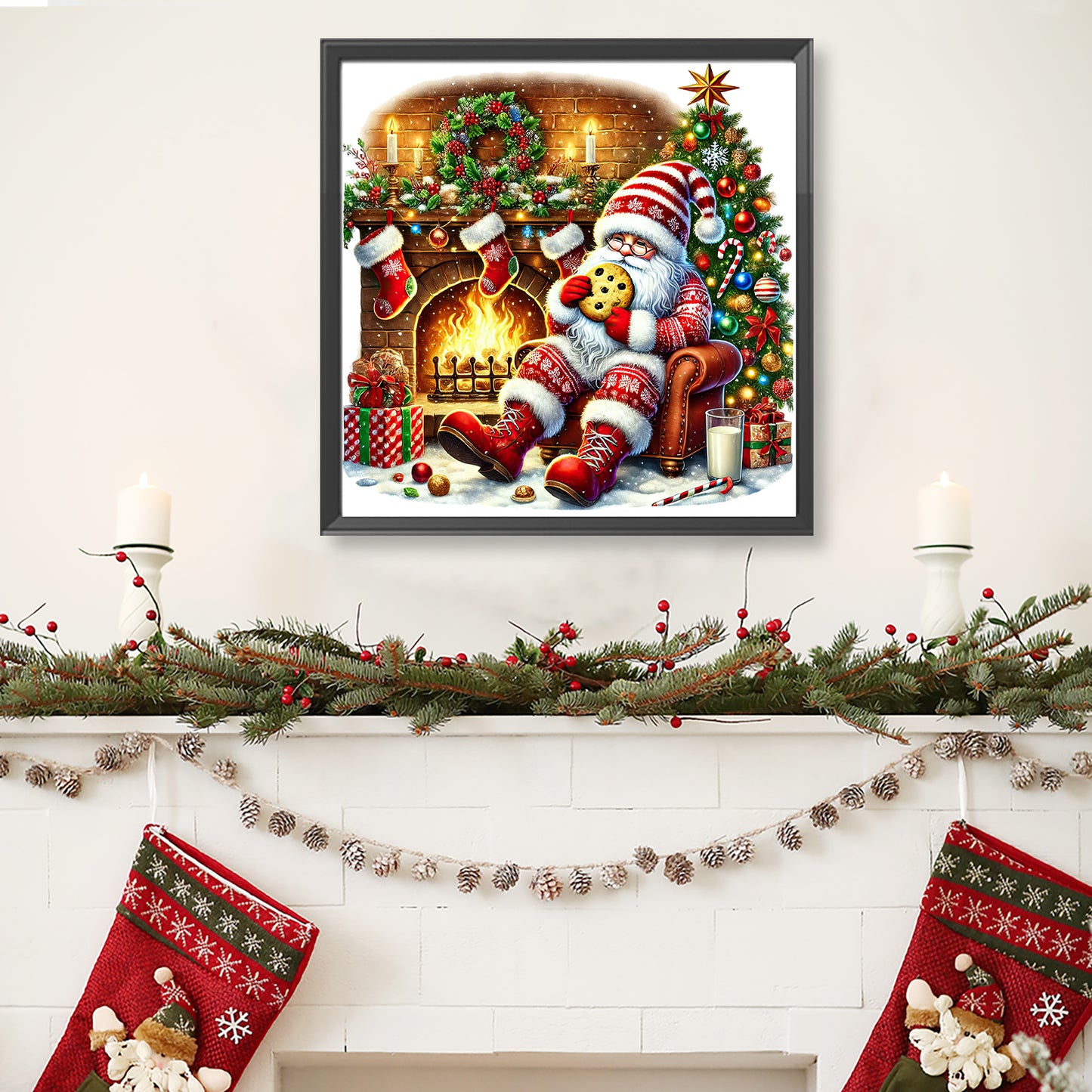 Christmas Goblins And Fireplaces - Full Round Drill Diamond Painting 40*40CM