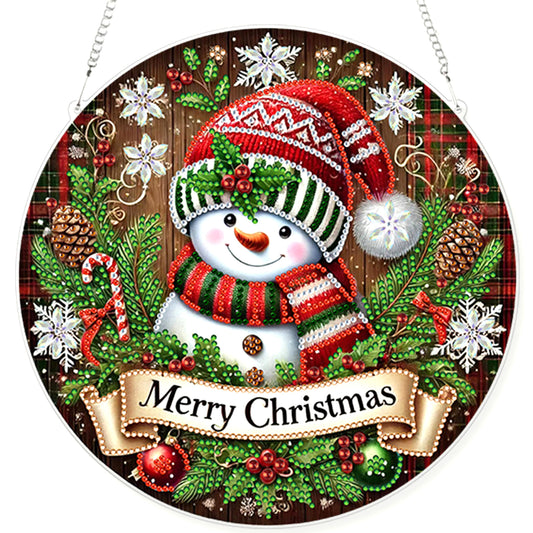 Snowman 2D Flat DIY Acrylic Diamond Painting Pendant Kits for Home Wall Decor