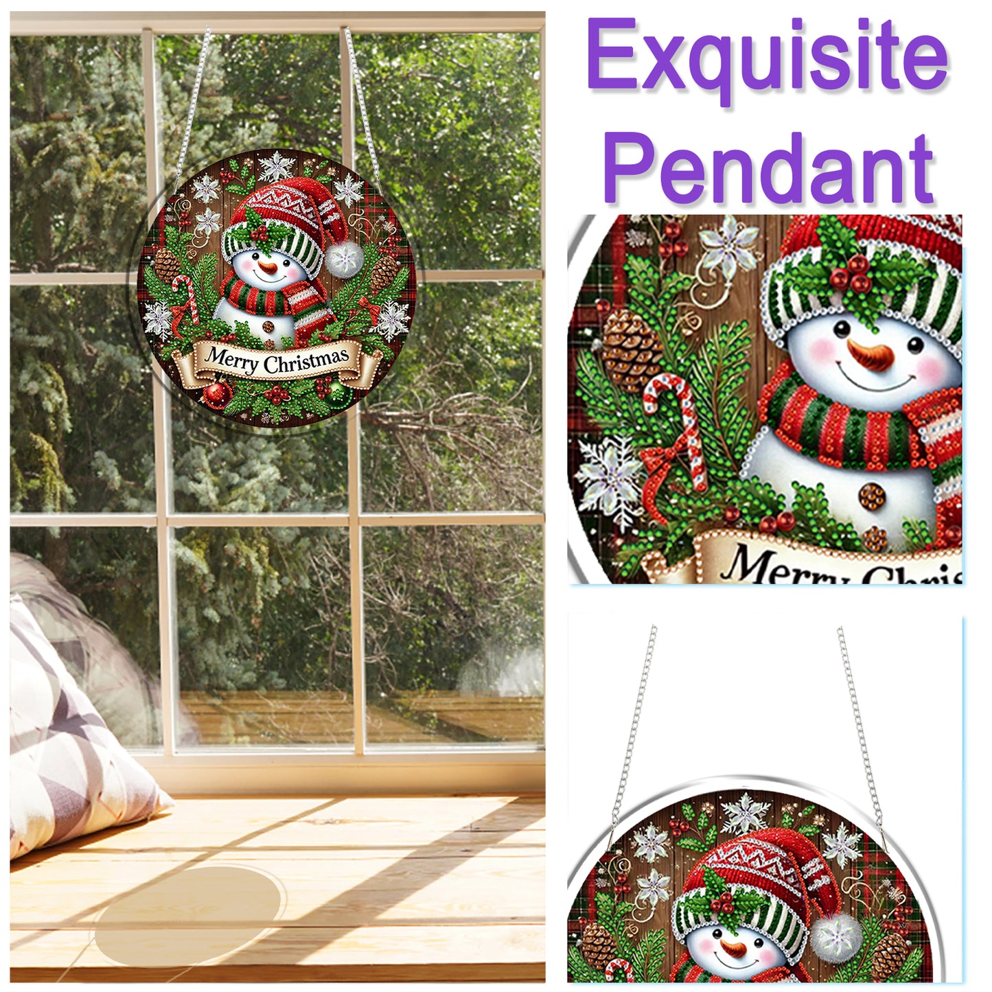 Snowman 2D Flat DIY Acrylic Diamond Painting Pendant Kits for Home Wall Decor