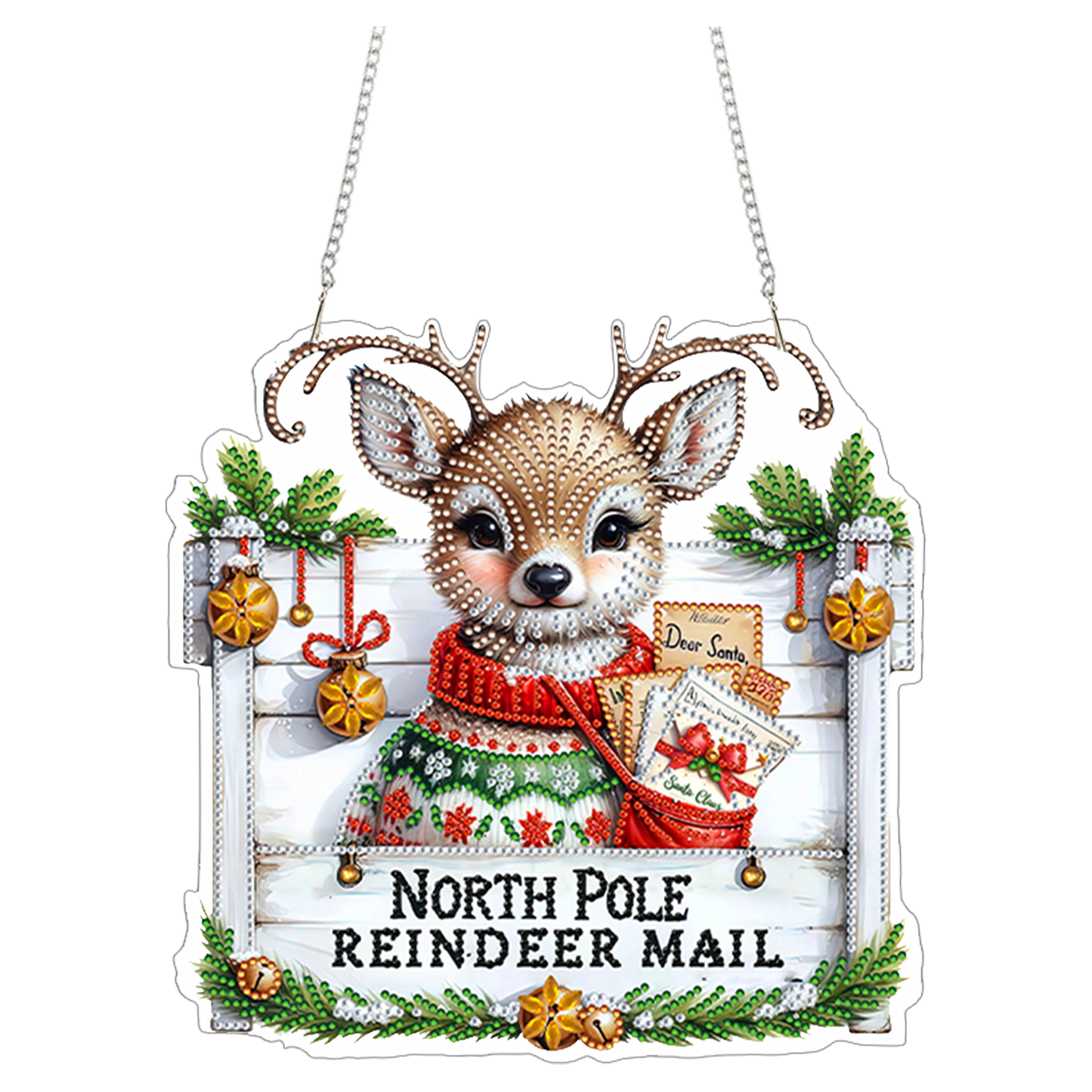 Reindeer 2D Flat DIY Acrylic Diamond Painting Pendant Kits for Home Wall Decor