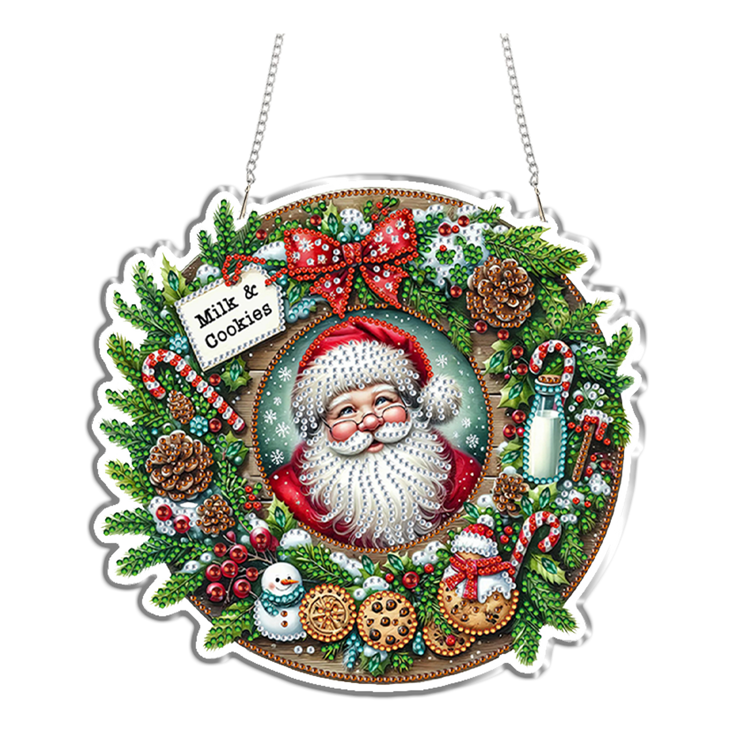 Santa Claus 2D Flat DIY Acrylic Diamond Painting Pendant Kits Home Wall Decor
