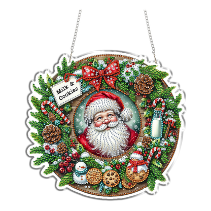 Santa Claus 2D Flat DIY Acrylic Diamond Painting Pendant Kits Home Wall Decor