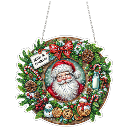 Santa Claus 2D Flat DIY Acrylic Diamond Painting Pendant Kits Home Wall Decor