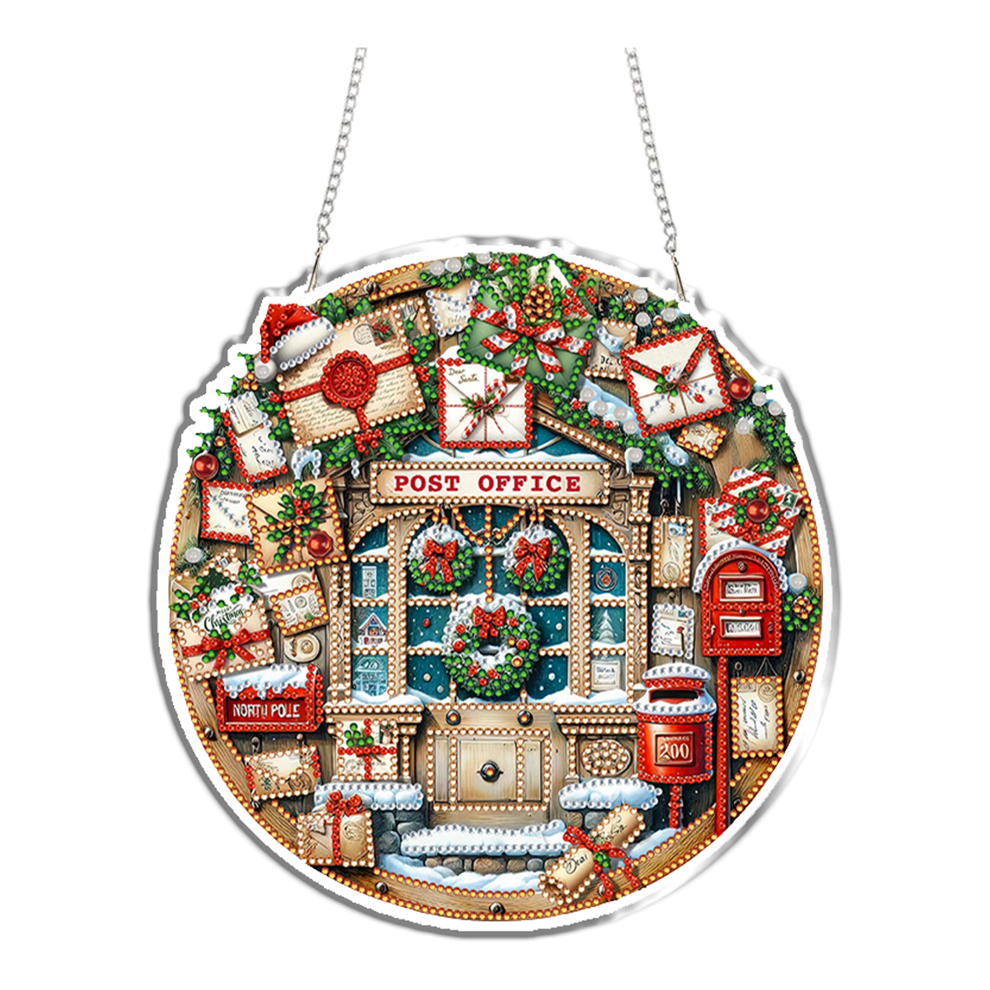 Post Office 2D Flat DIY Acrylic Diamond Painting Pendant Kits Home Wall Decor