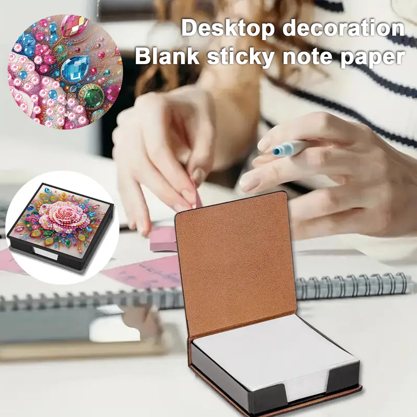 4Pcs Butterfly 5D DIY PU Diamond Painting Kit Note Box with 160 Sheets Paper
