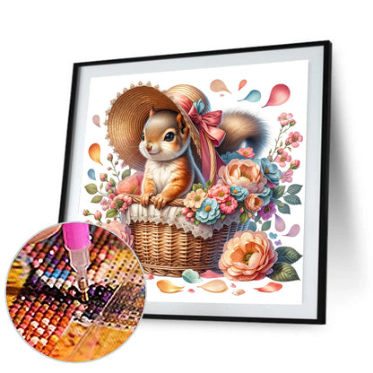 Squirrel And Flowers - Full Round Drill Diamond Painting 40*40CM