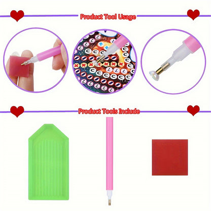 12Pcs Bluebird DIY Diamond Painting Bookmark with Crystal Pendant for Readers