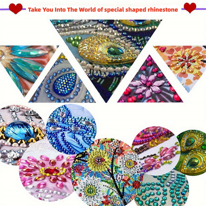 12Pcs Animals DIY Diamond Painting Bookmark with Crystal Pendant for Readers