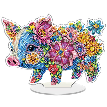 Pig DIY 2D Flat Acrylic Diamond Painting Tabletop Ornament for Home Decor Gift