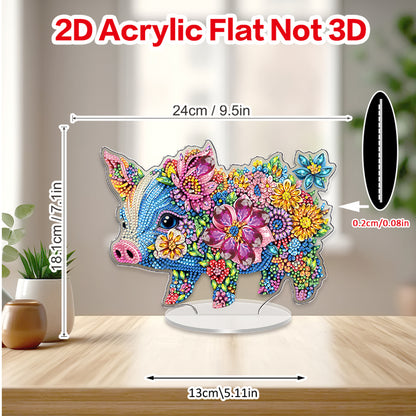 Pig DIY 2D Flat Acrylic Diamond Painting Tabletop Ornament for Home Decor Gift