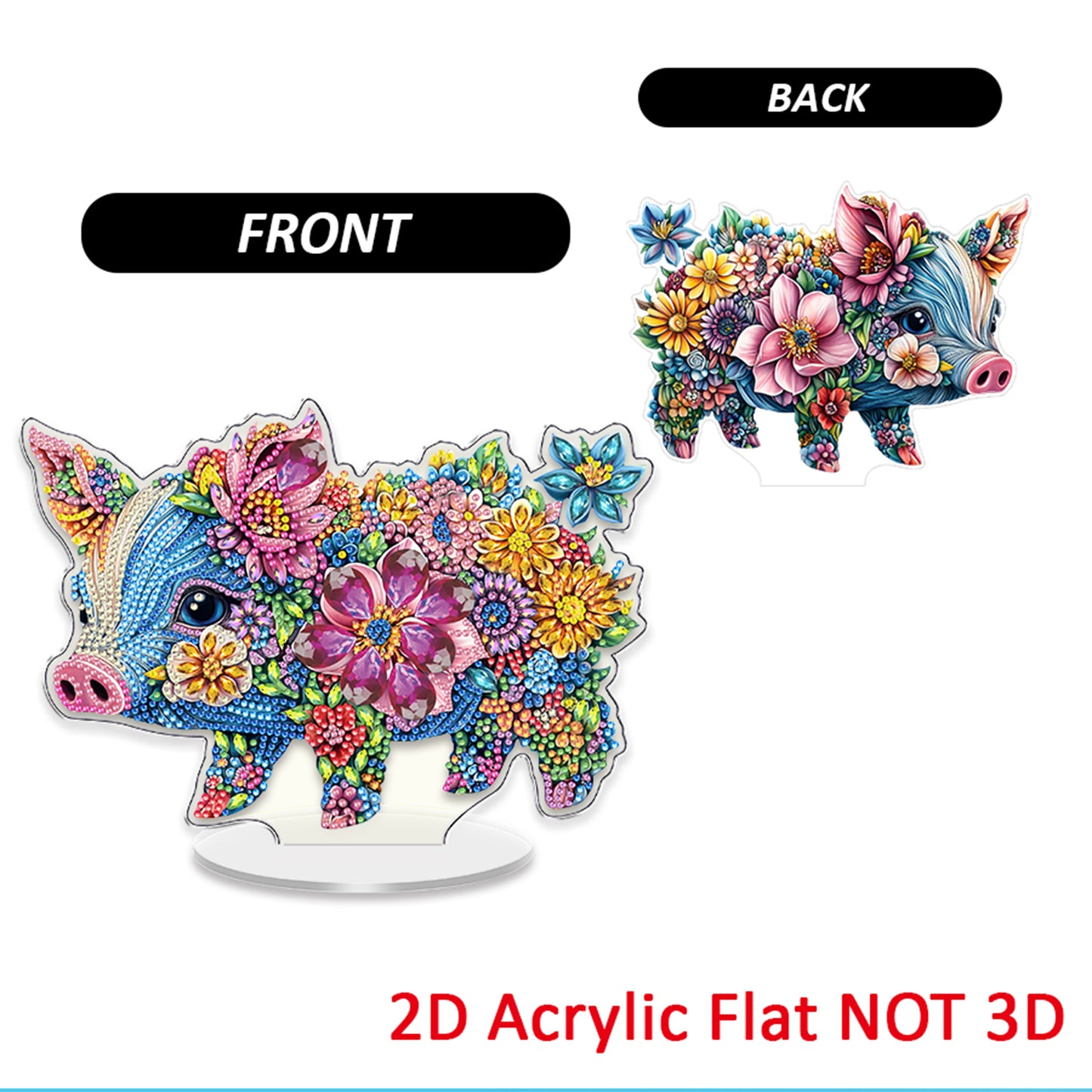 Pig DIY 2D Flat Acrylic Diamond Painting Tabletop Ornament for Home Decor Gift