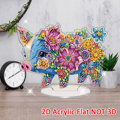 Pig DIY 2D Flat Acrylic Diamond Painting Tabletop Ornament for Home Decor Gift