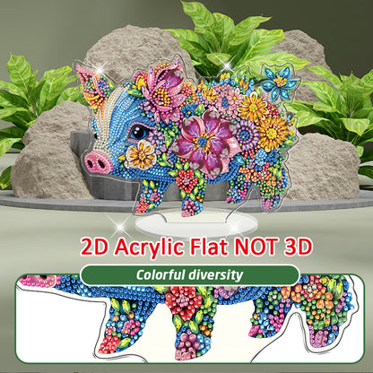 Pig DIY 2D Flat Acrylic Diamond Painting Tabletop Ornament for Home Decor Gift