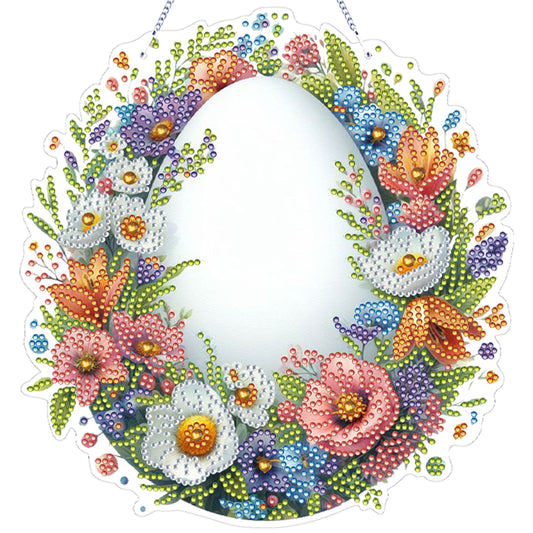 Flower Egg 2D Flat Acrylic DIY Diamond Painting Pendant Kits Home Wall Decor