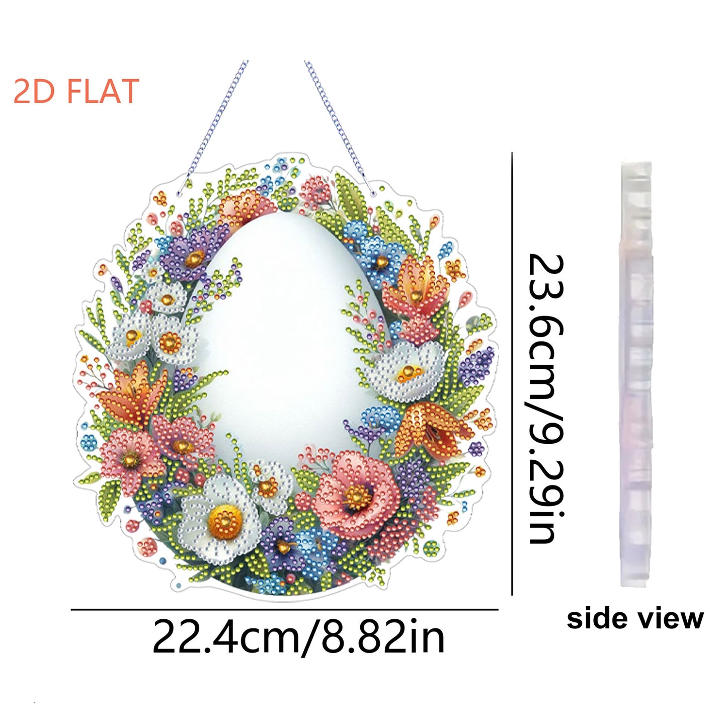 Flower Egg 2D Flat Acrylic DIY Diamond Painting Pendant Kits Home Wall Decor