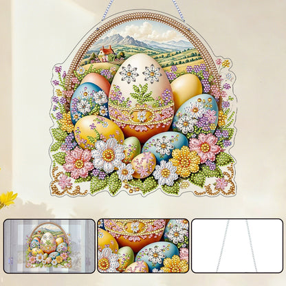 Flower Eggs 2D Flat Acrylic DIY Diamond Painting Pendant Kits Home Wall Decor