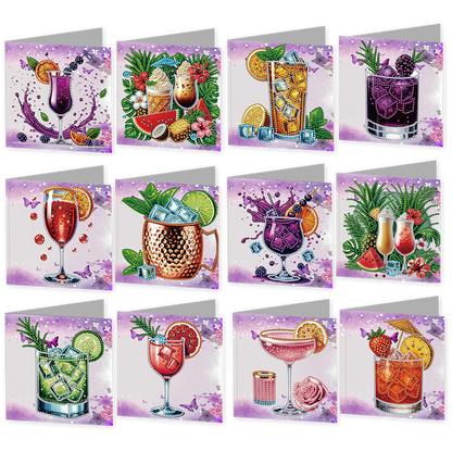 12 Packs Fruit Juice DIY Diamond Painting Greeting Card Kit for Adults Gifts