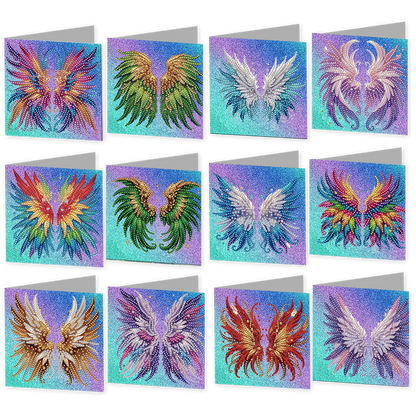 12 Packs Angel Wings DIY Diamond Painting Greeting Card Kit for Adults Gifts