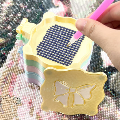 Bowknot DIY Diamond Art Painting Trays Kits with Lid for Adults Crafts (Yellow)