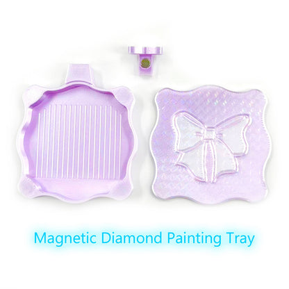 Bowknot DIY Diamond Art Painting Trays Kits with Lid for Adults Crafts (Purple)