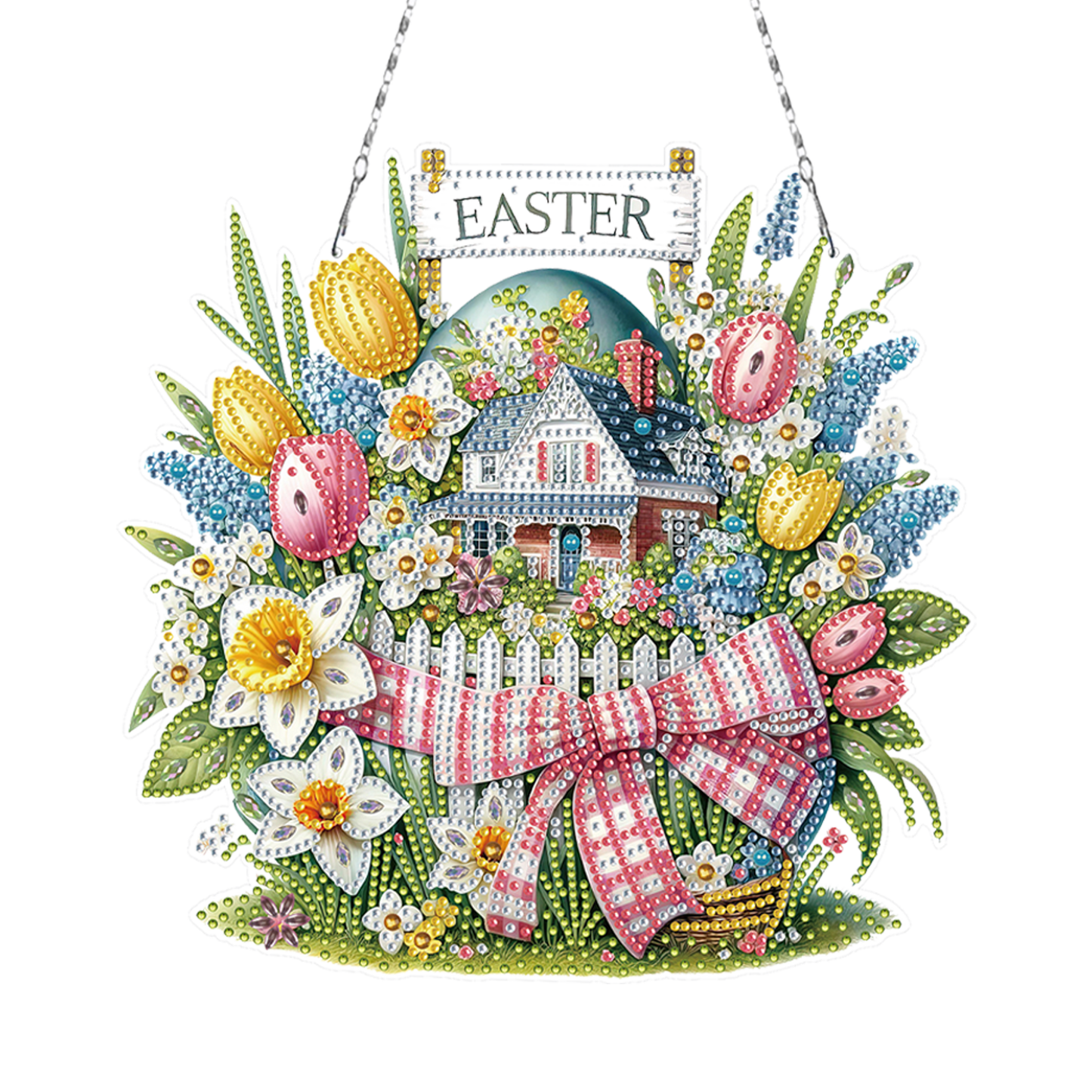 Easter Egg 1 DIY 2D Flat Acrylic Double Sided Diamond Painting Kits Pendant