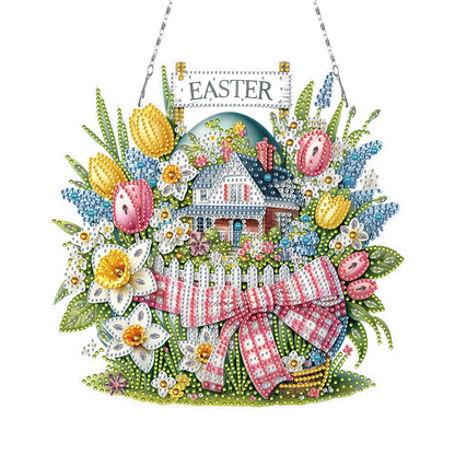 Easter Egg 1 DIY 2D Flat Acrylic Double Sided Diamond Painting Kits Pendant