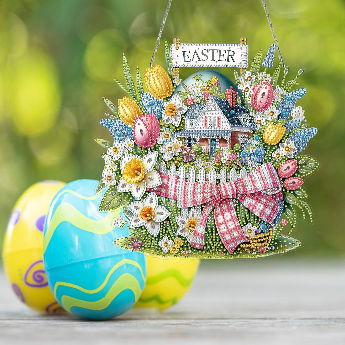 Easter Egg 1 DIY 2D Flat Acrylic Double Sided Diamond Painting Kits Pendant