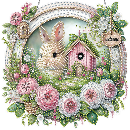 Easter Bunny 2 DIY 2D Flat Acrylic Double Sided Diamond Painting Kits Pendant