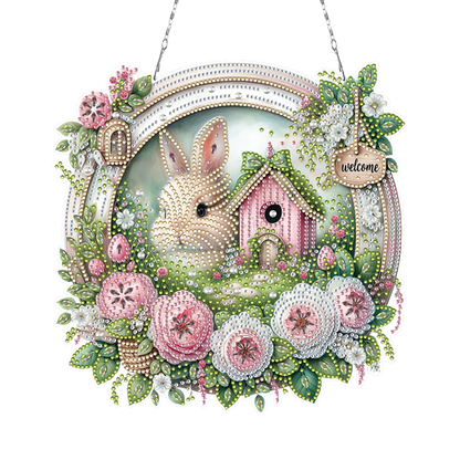 Easter Bunny 2 DIY 2D Flat Acrylic Double Sided Diamond Painting Kits Pendant