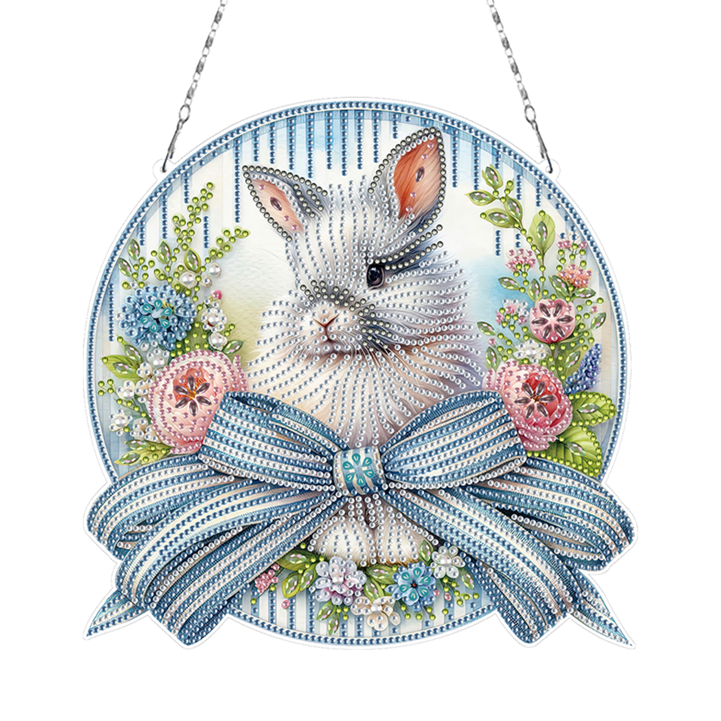 Easter Bunny 3 DIY 2D Flat Acrylic Double Sided Diamond Painting Kits Pendant