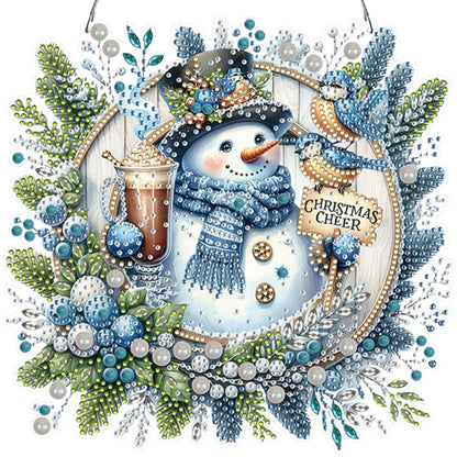 Christmas SnowmanDIY 2D Flat Acrylic Double Sided Diamond Painting Kits Pendant