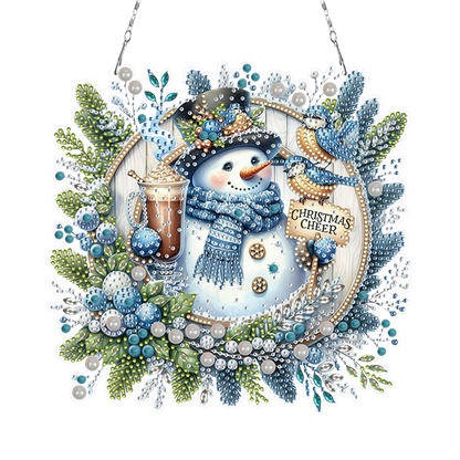 Christmas SnowmanDIY 2D Flat Acrylic Double Sided Diamond Painting Kits Pendant