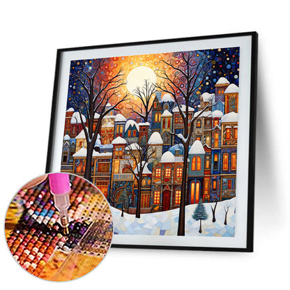 Snowy Cabin - Full Round Drill Diamond Painting 40*40CM