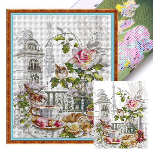 Paris Morning - 14CT Stamped Cross Stitch 37*48CM (Joy Sunday)