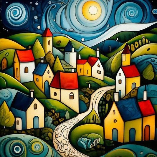 Houses - Full Round Drill Diamond Painting 30*30CM