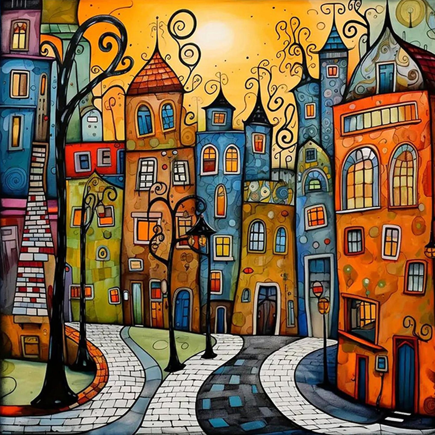 Houses - Full Round Drill Diamond Painting 30*30CM