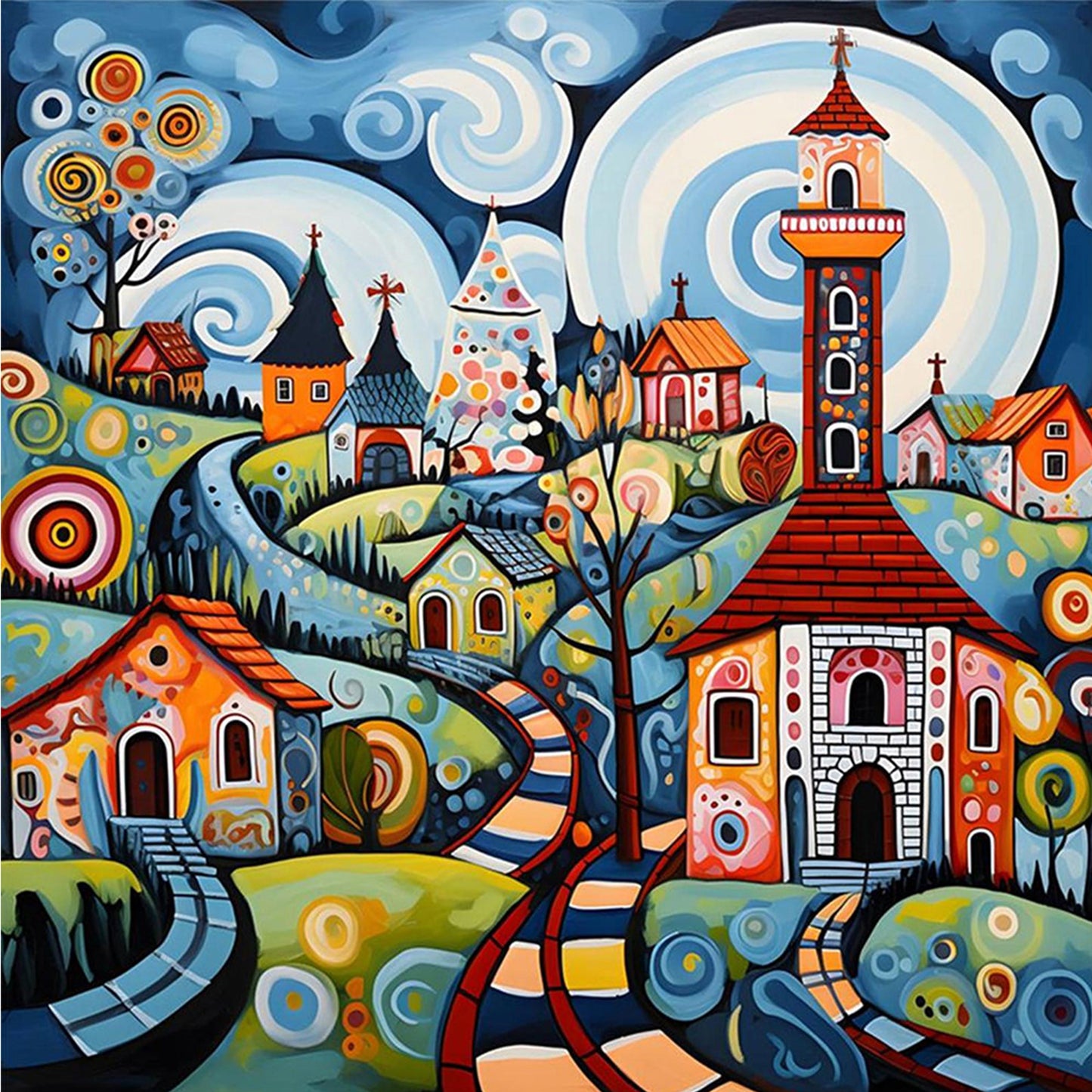 Houses - Full Round Drill Diamond Painting 30*30CM