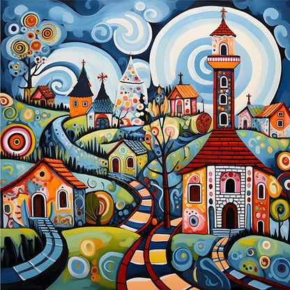 Houses - Full Round Drill Diamond Painting 30*30CM
