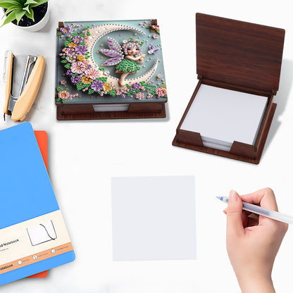 Wooden DIY Moon Fairy Diamond Painting Kit Note Box with 160 Papers for Office