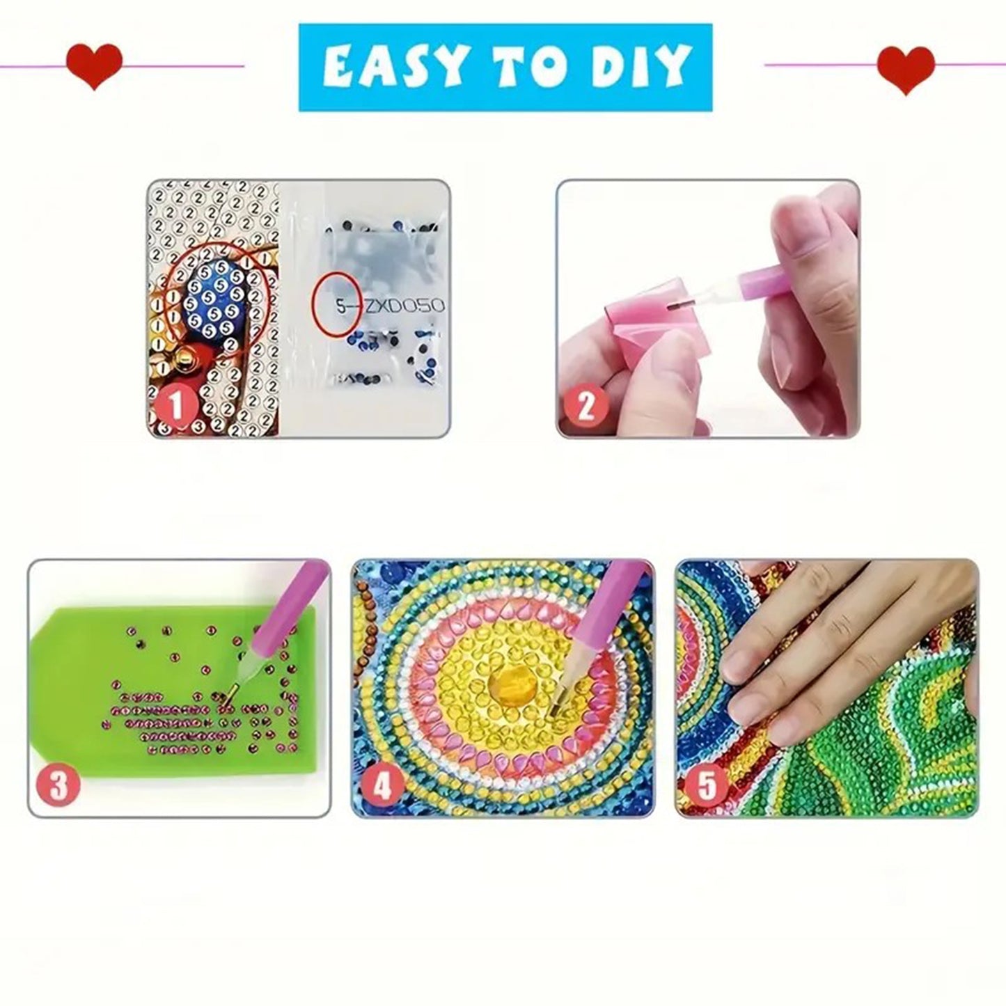 Wooden DIY Tulip Bouquet Diamond Painting Kit Note Box with 160 Papers Gifts