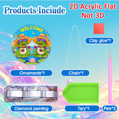 Frog 2D Flat DIY Acrylic Diamond Painting Pendants Crafts for Home Wall Decor