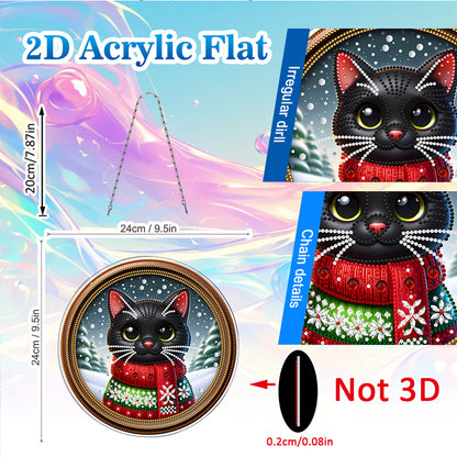 Cat 2D Flat DIY Acrylic Diamond Painting Pendants Crafts for Home Wall Decor