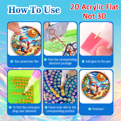 Summer 2D Flat DIY Acrylic Diamond Painting Pendants Crafts for Home Wall Decor
