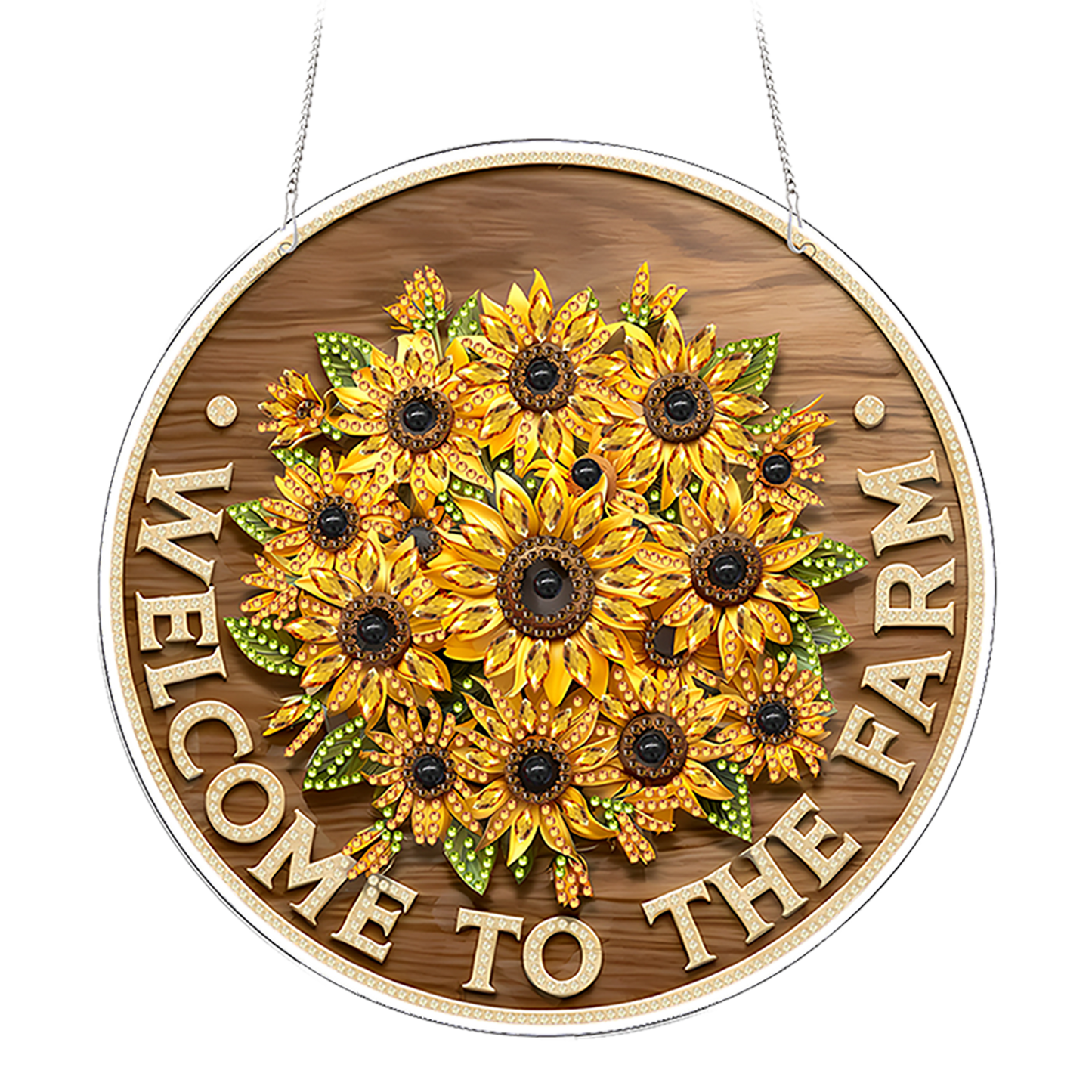 Sunflower 2D Flat DIY Acrylic Diamond Painting Pendants for Home Wall Decor