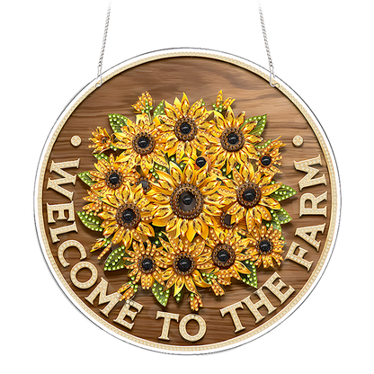 Sunflower 2D Flat DIY Acrylic Diamond Painting Pendants for Home Wall Decor
