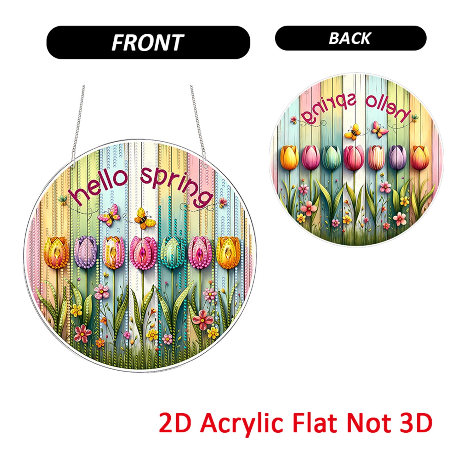 Tulips 2D Flat DIY Acrylic Diamond Painting Pendants Crafts for Home Wall Decor