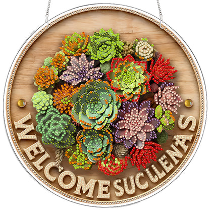 Plants 2D Flat DIY Acrylic Diamond Painting Pendants Crafts for Home Wall Decor