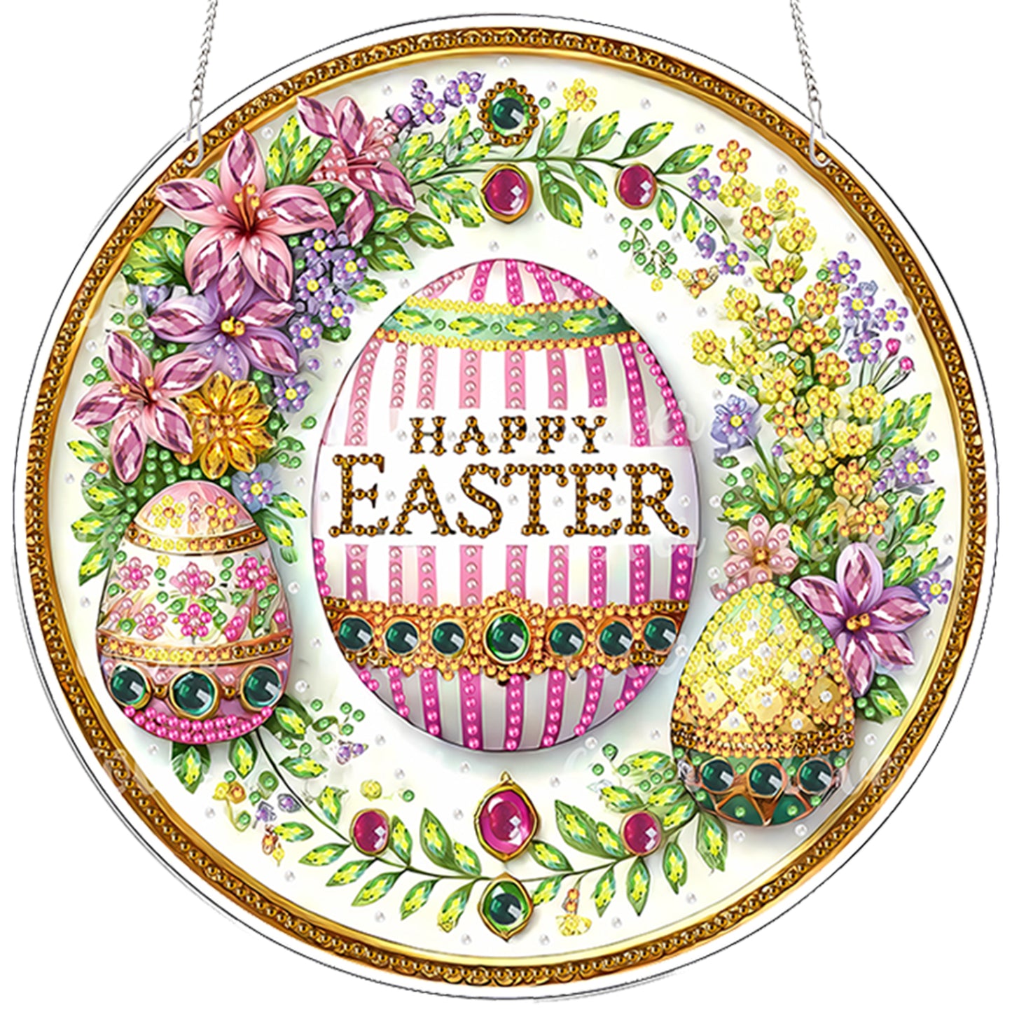 Easter 2D Flat DIY Acrylic Diamond Painting Pendants Crafts for Home Wall Decor