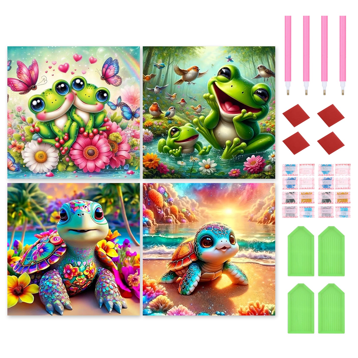 Frogs And Turtles - Full Round Drill Diamond Painting 30*30CM