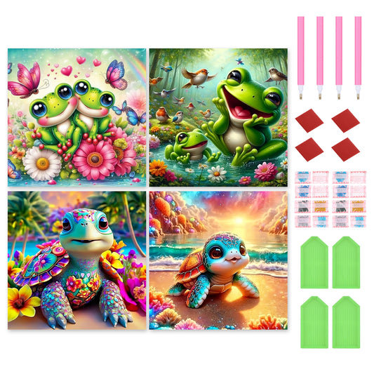 Frogs And Turtles - Full Round Drill Diamond Painting 30*30CM